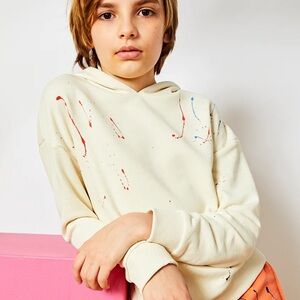 kidpik Cream Hoodie with Colorful‎ Splashes